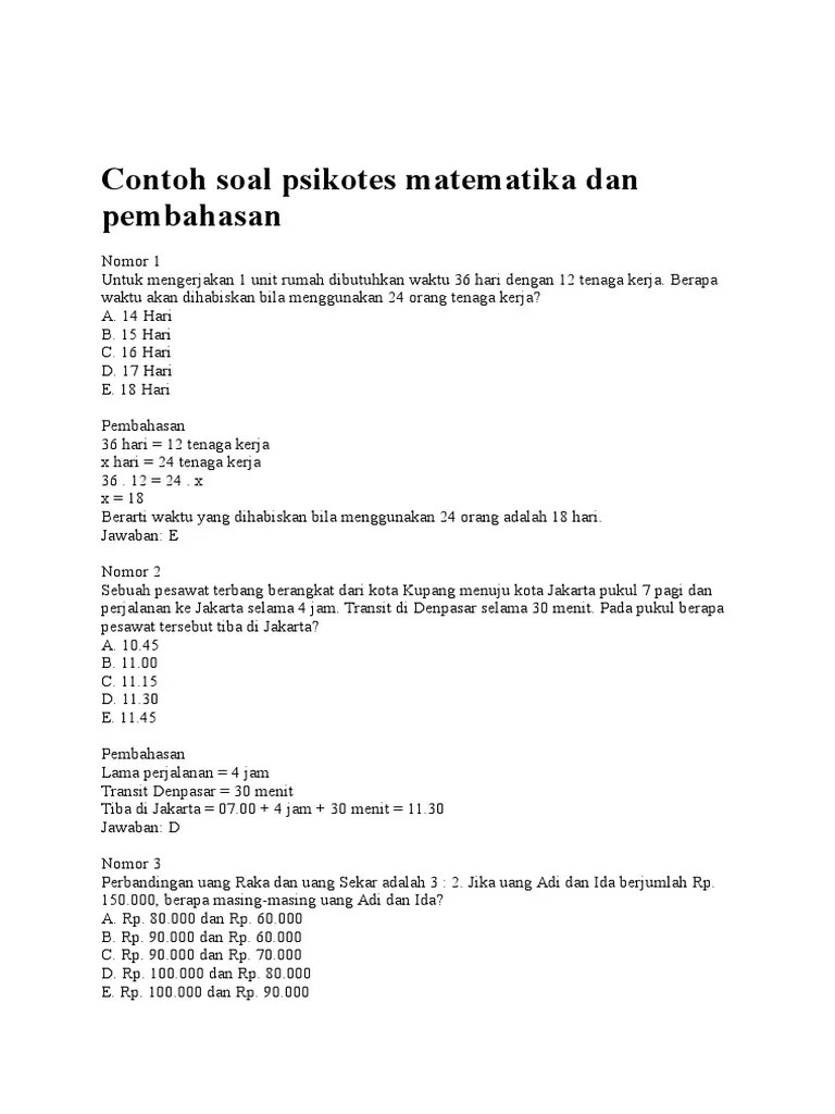 Aplikasi ini berisi kumpulan soal psikotes matematika dan pembahasannya. Contoh Soal Psikotes Matematika Dan Pembahasan