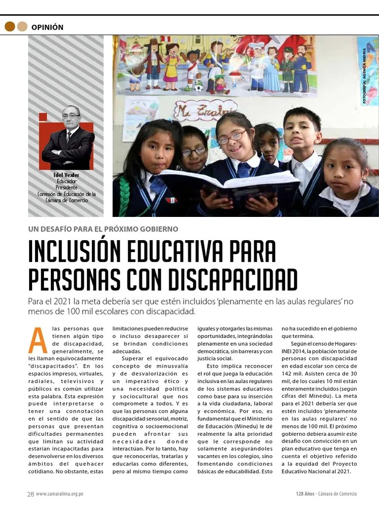 Inclusión Educativa Para Personas Con Discapacidad | PDF | Invalidez | Sicología