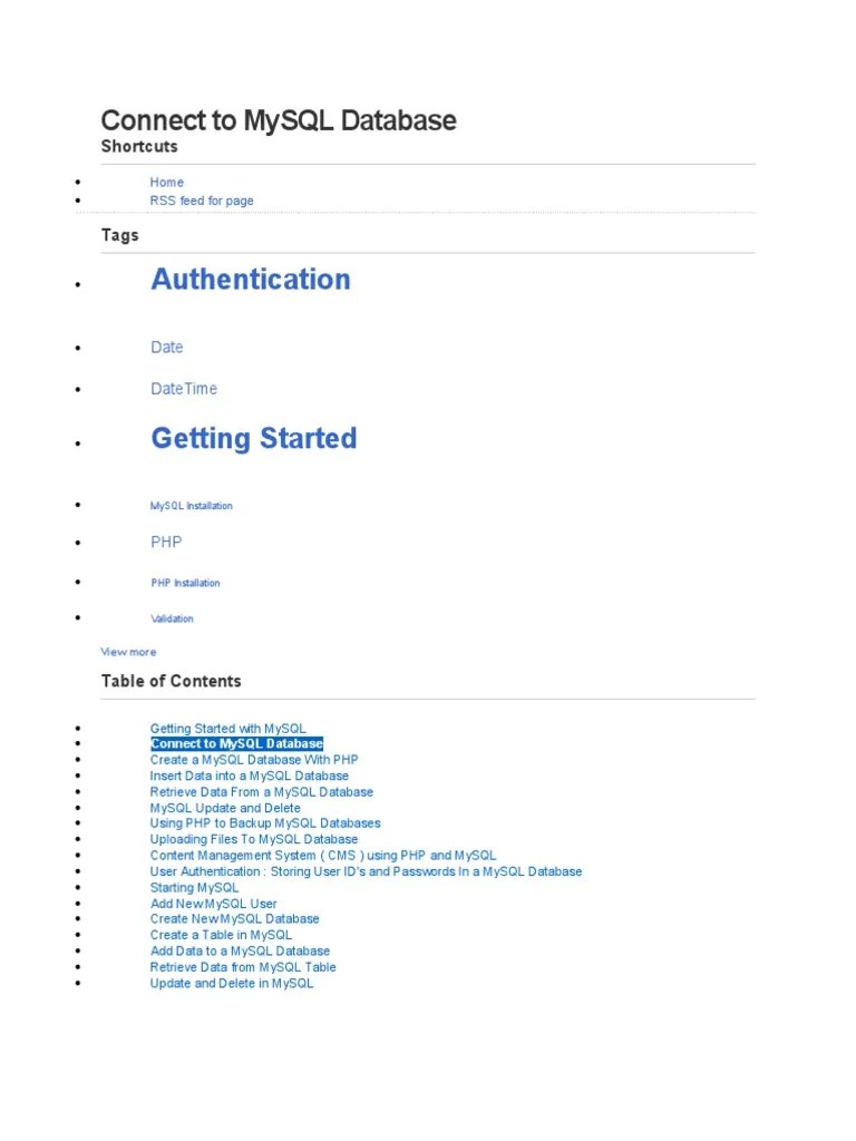 Connect To MySQL Database | PDF | Php | Apache Http Server