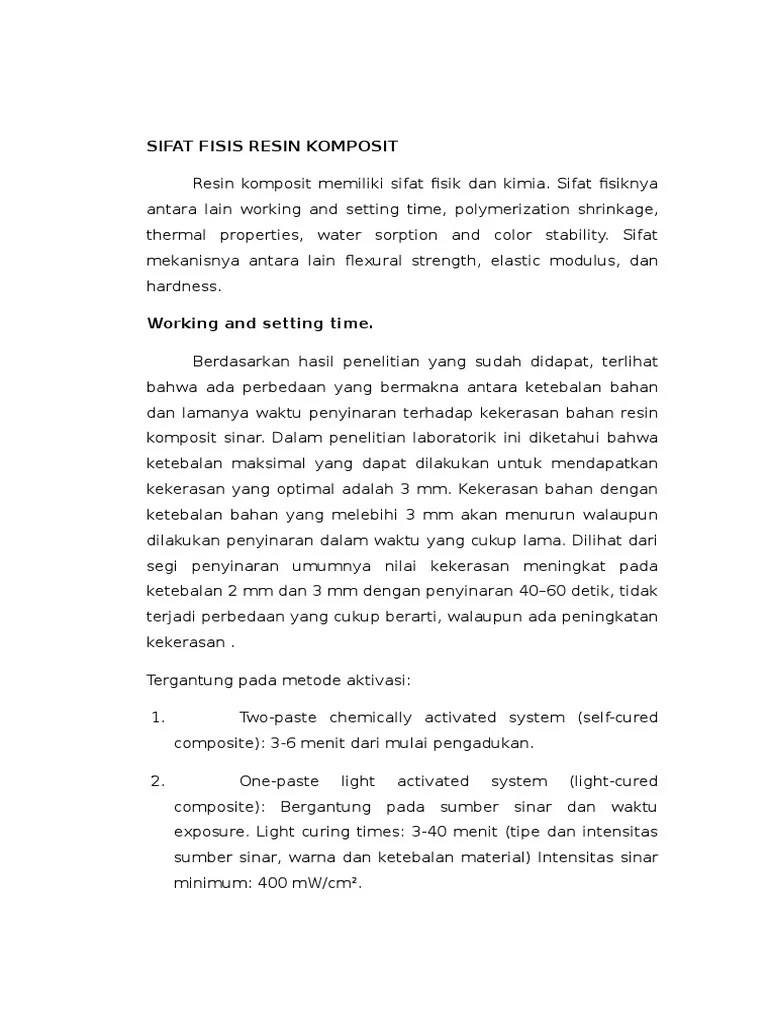 Sifat Fisis, Mekanis Resin Komposit Bonding Agent | PDF