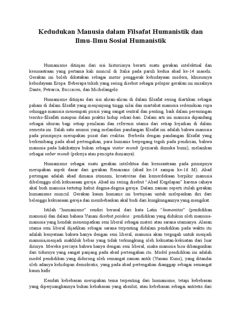 Kedudukan Manusia Dalam Filsafat Humanistik Dan Ilmu | PDF