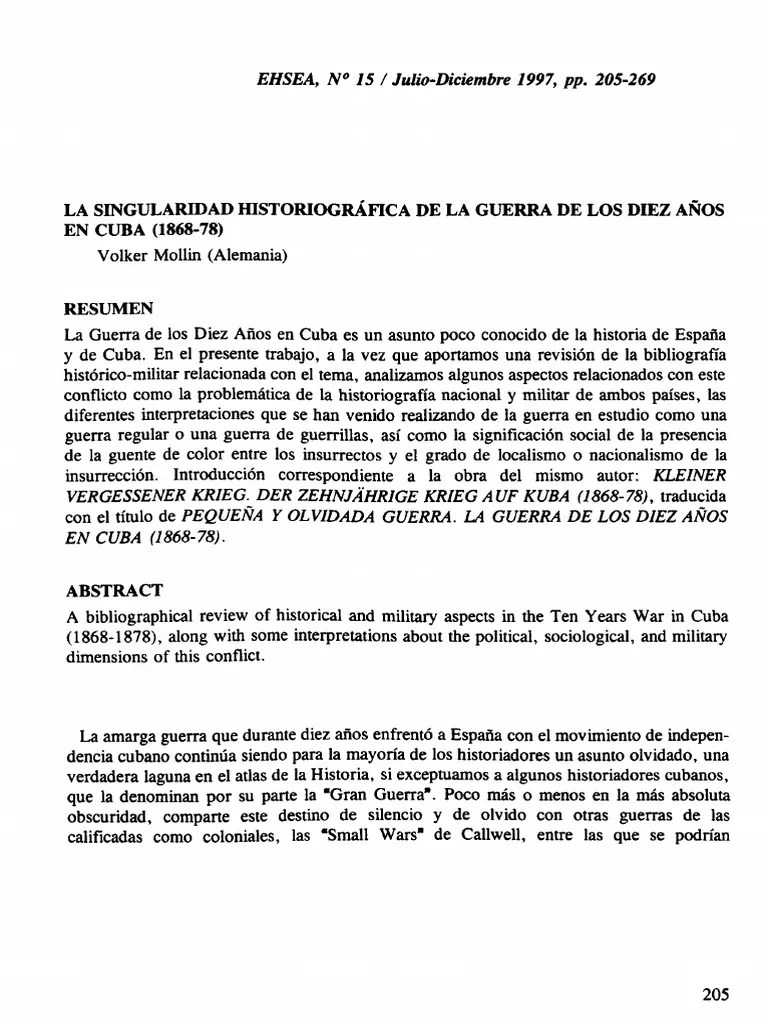 La Singularidad Historiográfica De La Guerra De Los Diez Años En Cuba (1868-1878) | Descargar ...