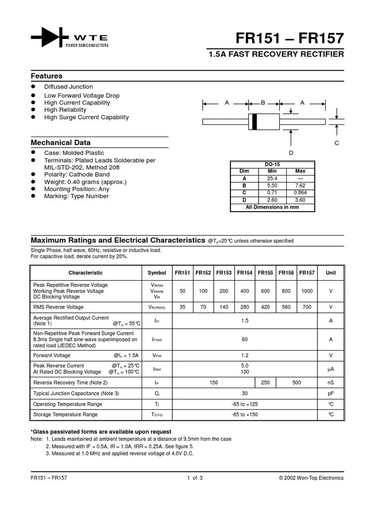 Fr154 Diodo Rectifier Capacitor