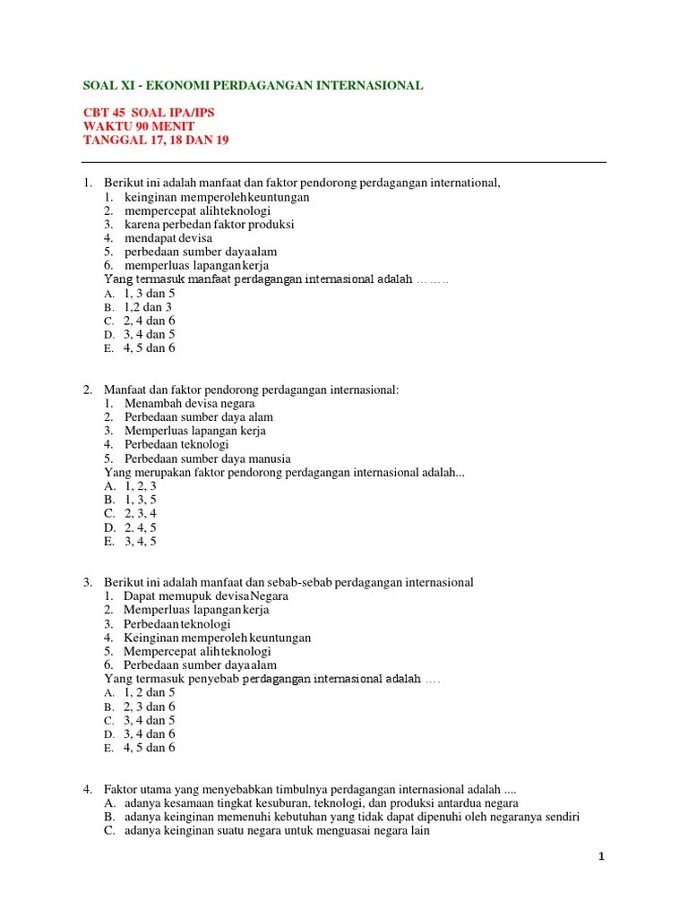 Soal - Xi Perdagangan Internasional - Manual PDF | PDF