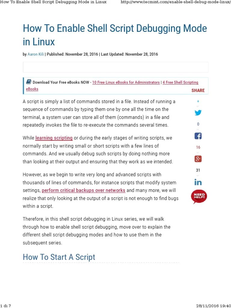 How To Enable Shell Script Debugging Mode In Linux | PDF | Command Line ...
