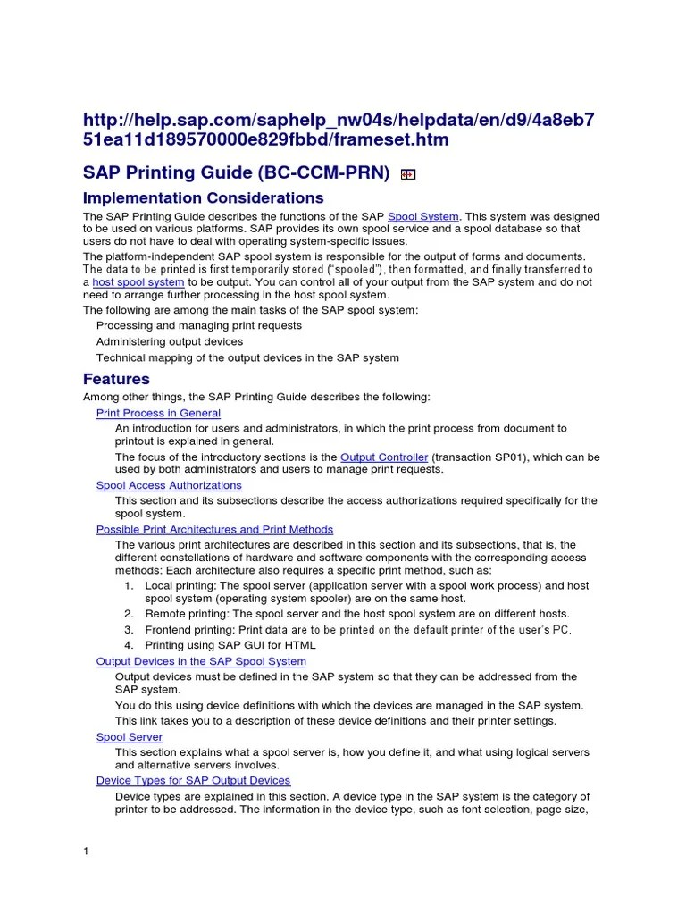 Sap printing guide