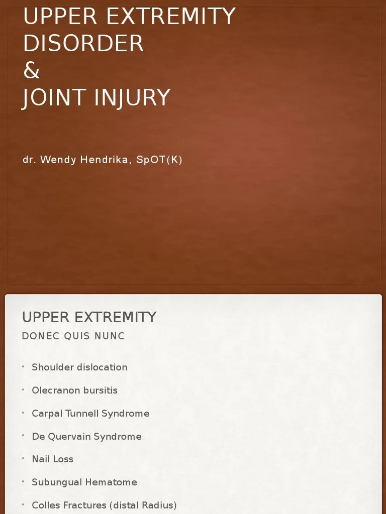 Upper Extremity & Joint Injury | PDF