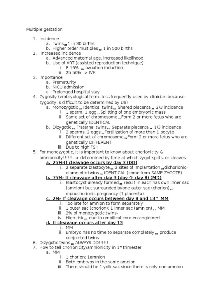 Multiple Gestation Pdf Twin Anatomy