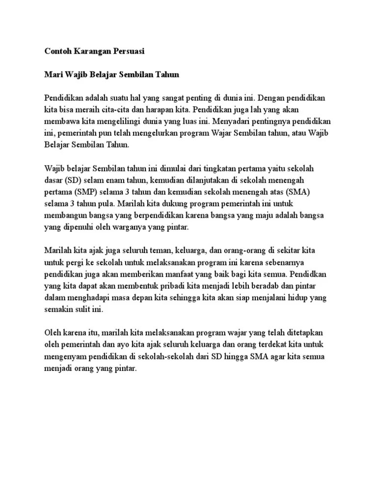 Contoh Paragraf Persuasi Tentang Pendidikan Sekolah - Revisi Id