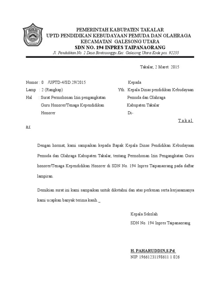 Contoh Surat Lamaran Menjadi Guru Tidak Tetap . Contoh Surat Lamaran Kerja Guru Honorer Ke Dinas Pendidikan Kumpulan Contoh Gambar