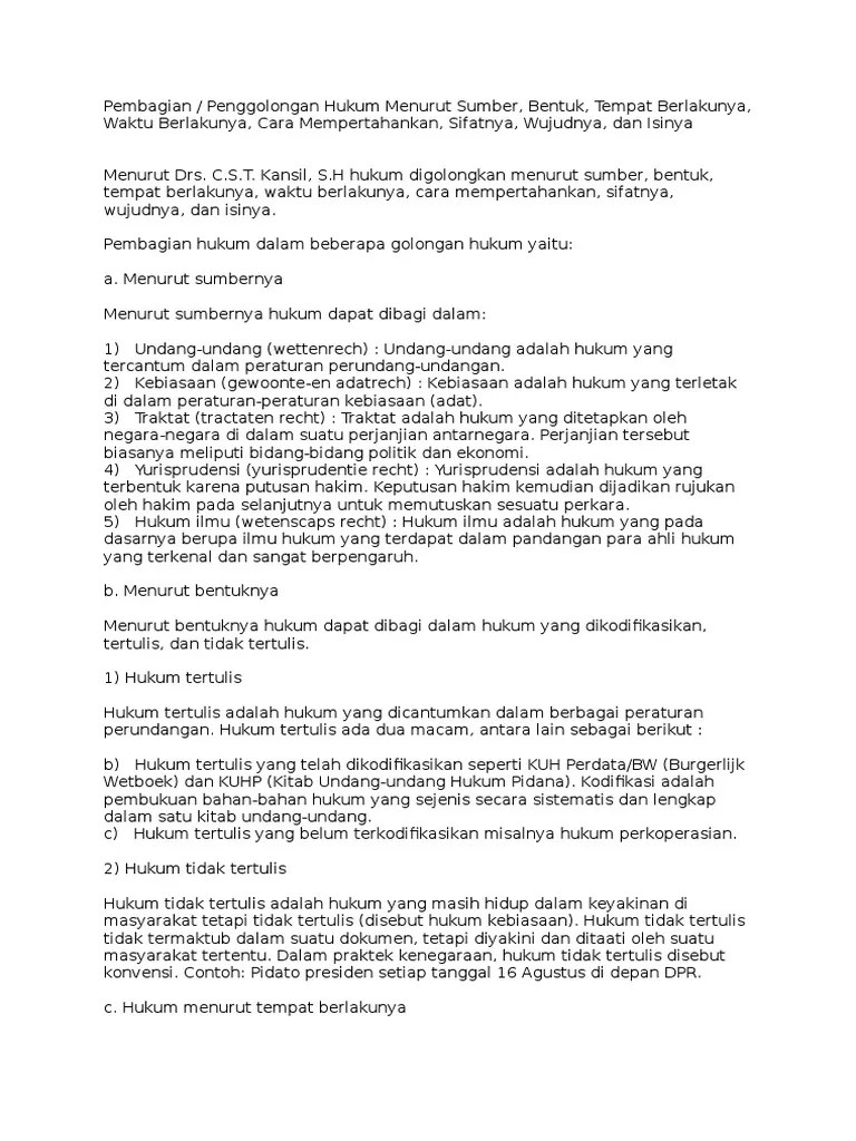 PKN, Penggolongan Hukum | PDF