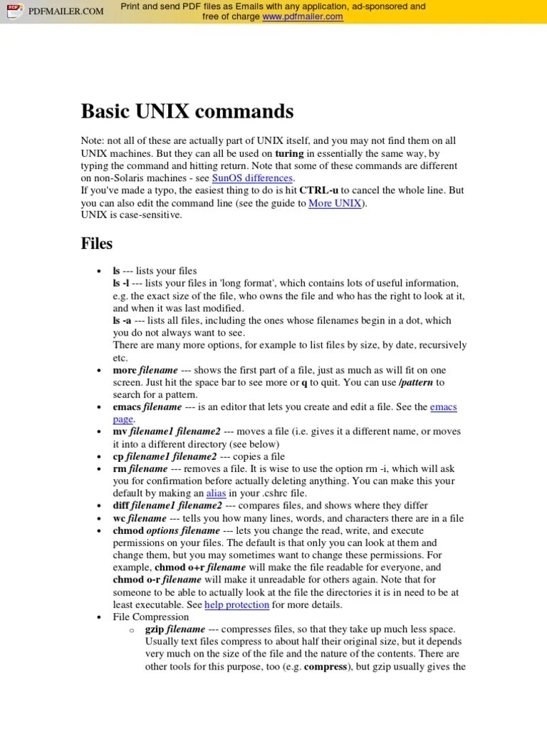 Microsoft Word - Basic UNIX Commands | PDF | File Transfer Protocol ...