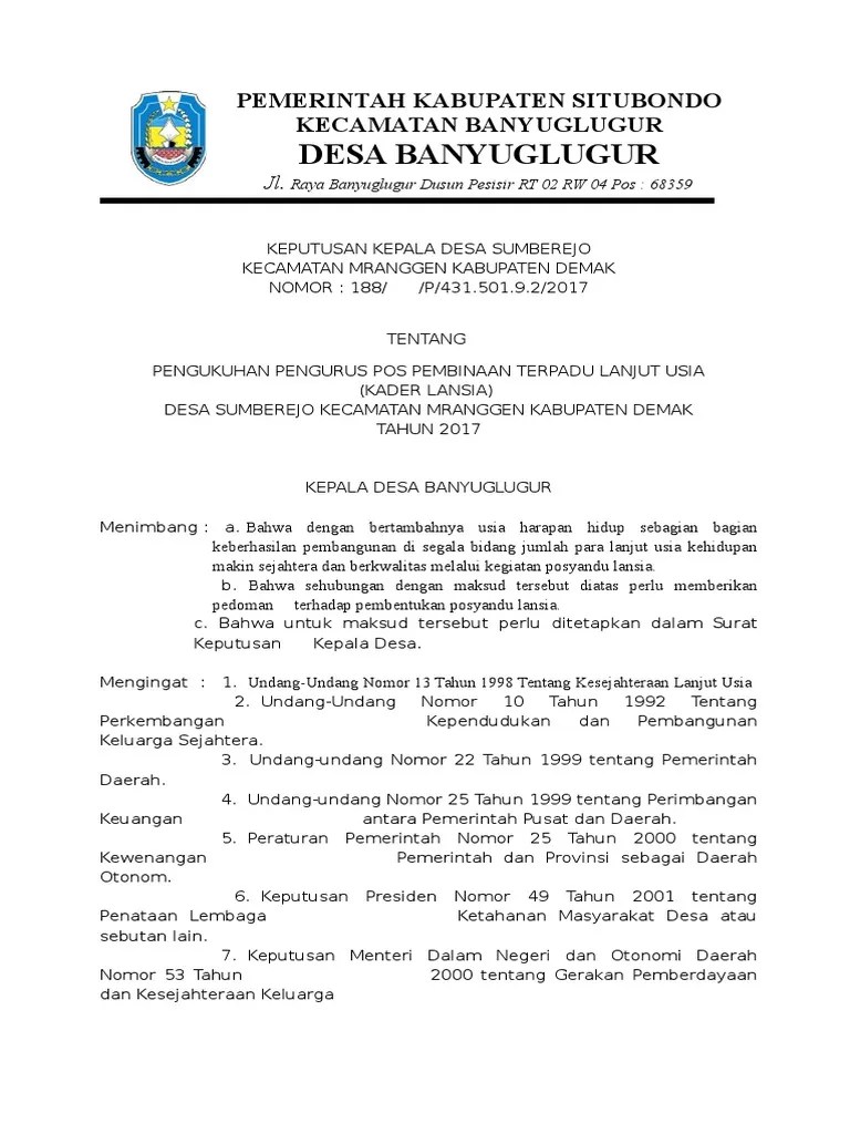 Administrator 25 februari 2019 14:12:03 wita. Sk Posyandu Lansia Pdf