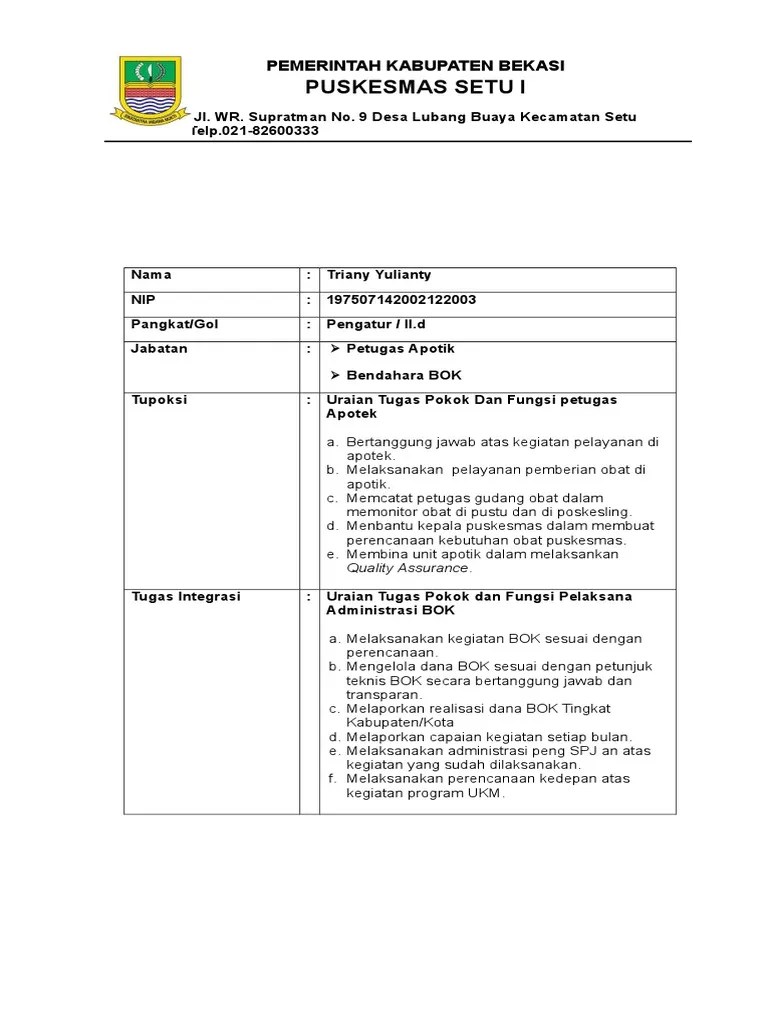 Tupoksi Pelaksana Administrasi BOK | PDF