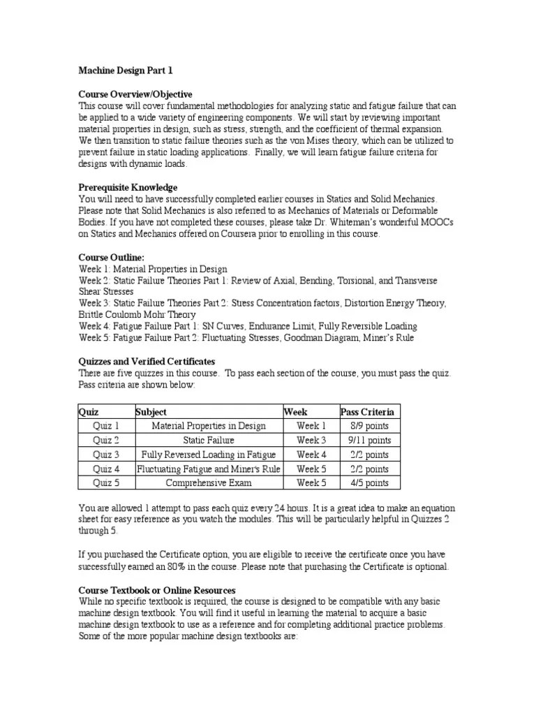 Syllabus Machine Design Part 1 PDF | PDF | Strength Of Materials ...