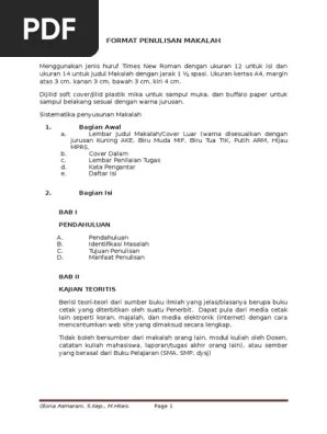 Siswa mulai diberikan tugas untuk membuat contoh makalah. Format Penulisan Makalah Pdf