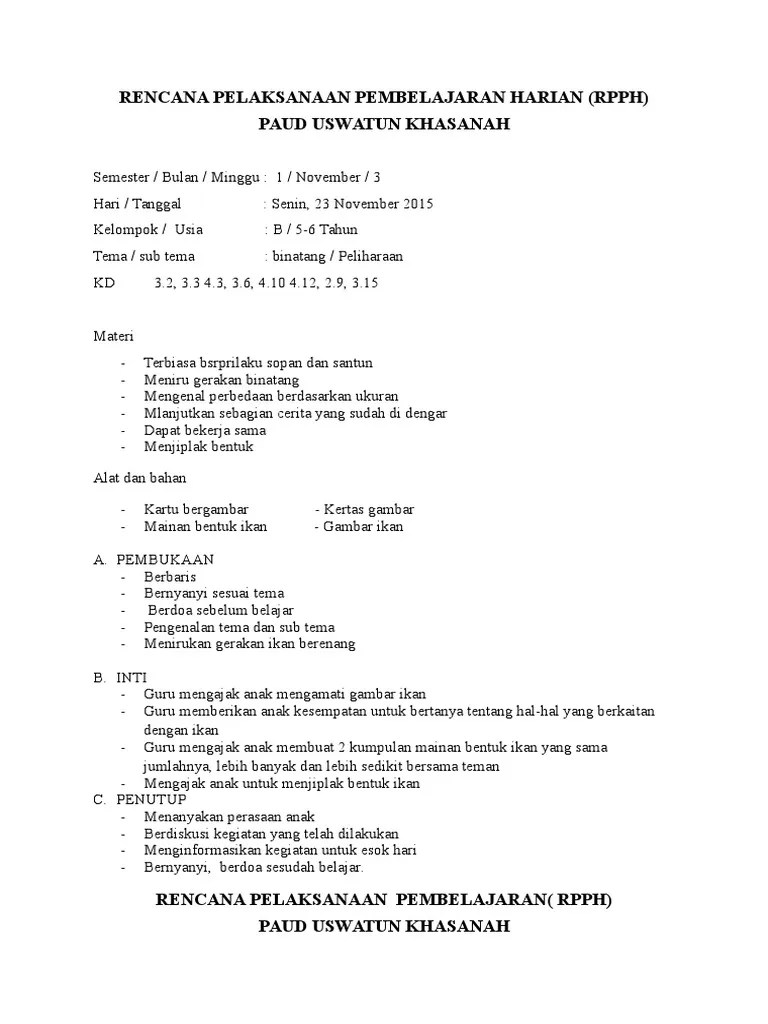 Standar tingkat pencapaian perkembangan anak usia dini selanjutnya disebut stppa adalah kriteria . Rpph Lili Pdf
