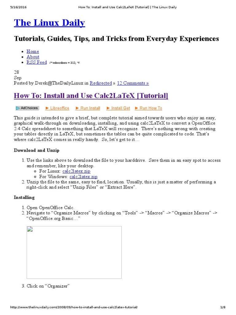 How To - Install And Use Calc2LaTeX (Tutorial) - The Linux Daily | PDF ...