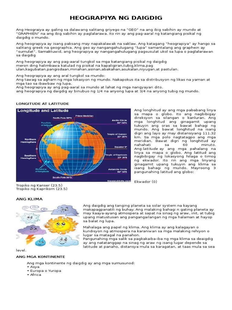 May iba't ibang uri ng mapa. Heograpiya Ng Daigdig Pdf