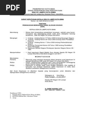 Sk kadisdik provinsi dki jakarta no. Sk Bendahara Dak Sdn 33 Lampe Pdf