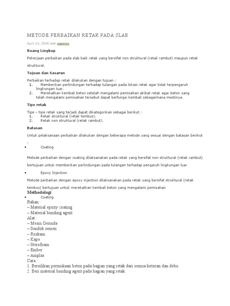 Metode Perbaikan Dinding Retak 2 | PDF