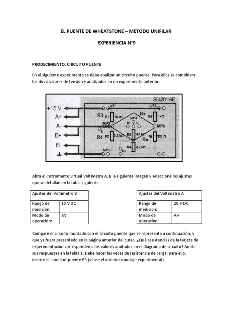 El Puente De Wheatstone | PDF | Resistencia Eléctrica Y Conductancia | Sensor