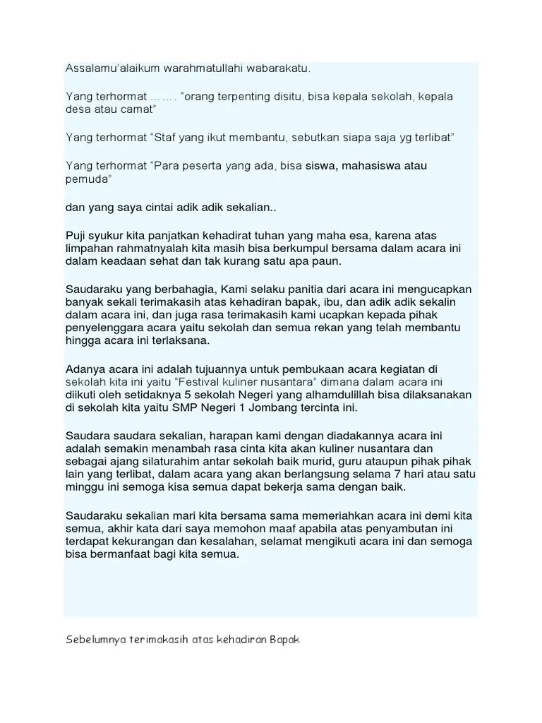 Teks Pidato Ketua Panitia Lukisan