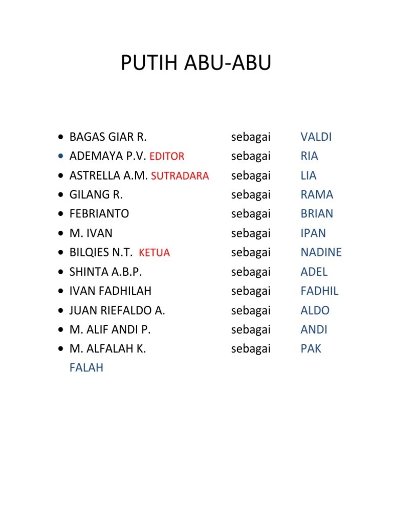 Naskah Drama Putih Abu Abu (Done) | PDF