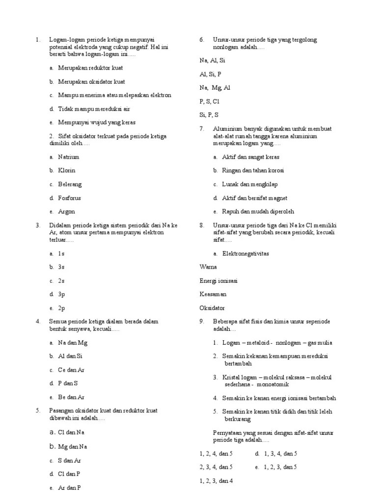 Soal Gas Mulia Dan Halogen Beserta Pembahasannya