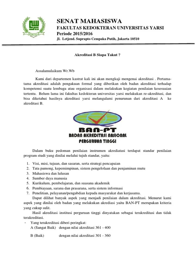 Program pendidikan dokter fakultas kedokteran universitas muhammadiyah. Akreditasi B Siapa Takut Pdf