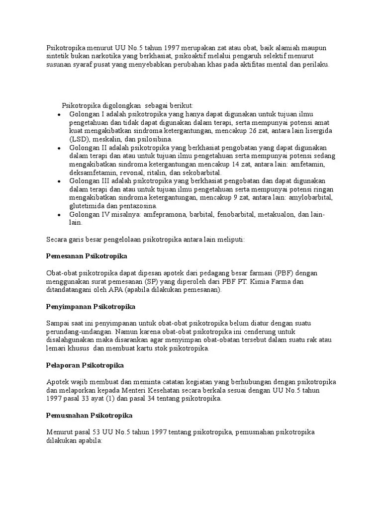 Golongan Psikotropika Menurut Uu No 5 Tahun 1997 – Goreng