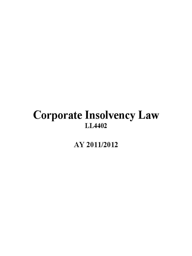 Corporate Insolvency Law Exam Notes | PDF | United Kingdom Insolvency ...