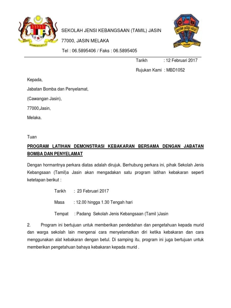 Contoh Surat Permohonan Kerjasama Program Dari Pihak Bomba