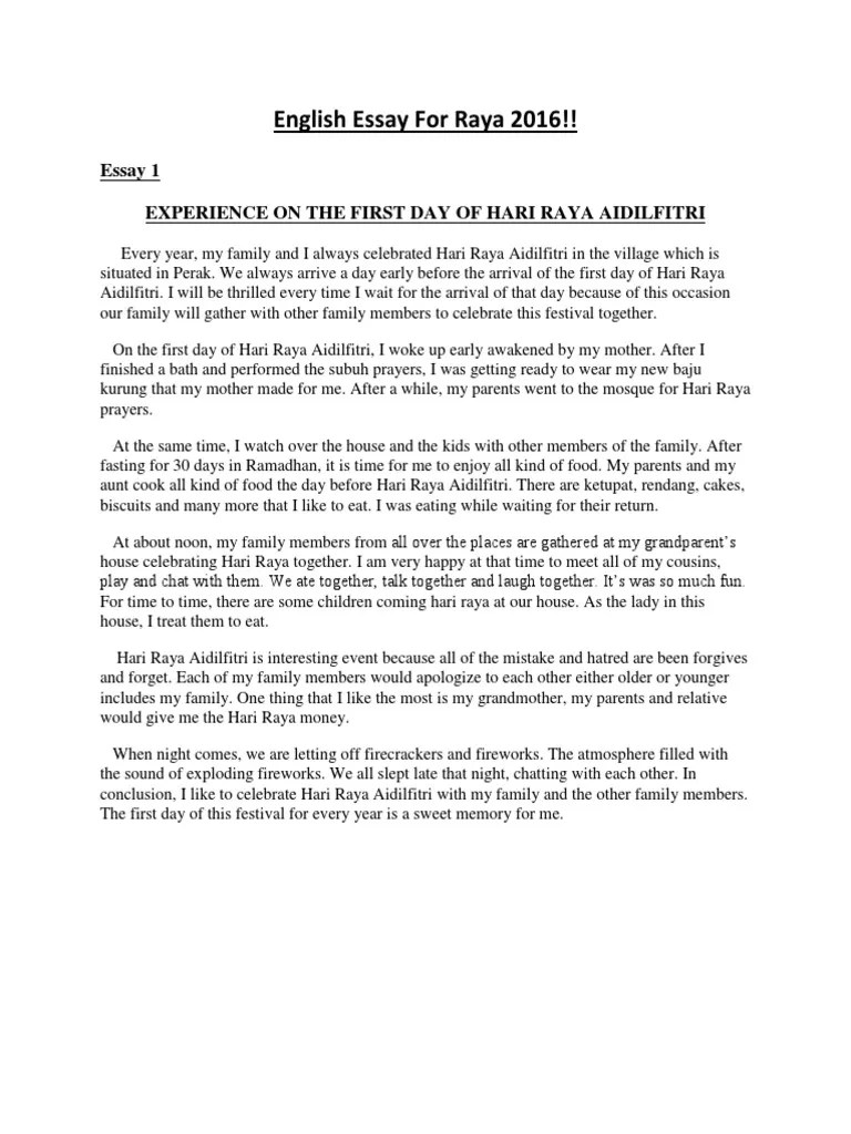 Ada pun yg dpt tp kerana tpaksa, jd sy beri pndpat ni atas pngalaman yg sy lalui bersama kwn … English Essay For Raya 2016 Pdf Religious Behaviour And Experience Islamic Behaviour And Experience