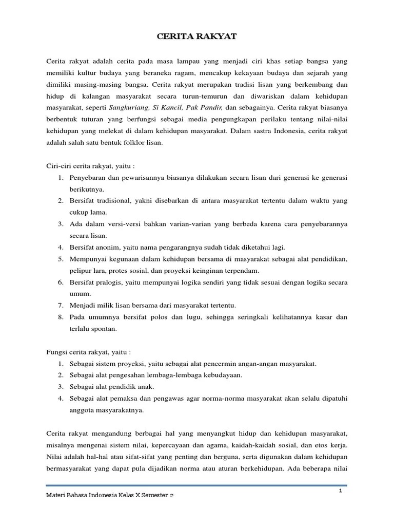 Hal ini dimaksudkan agar mereka bisa diketahui sejauh mana tingkat pemahaman dan keterampilannya. Materi Cerita Rakyat Pdf Pdf