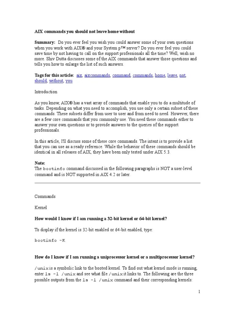 AIX Commands You Should Not Leave Home Without | PDF | 64 Bit Computing ...