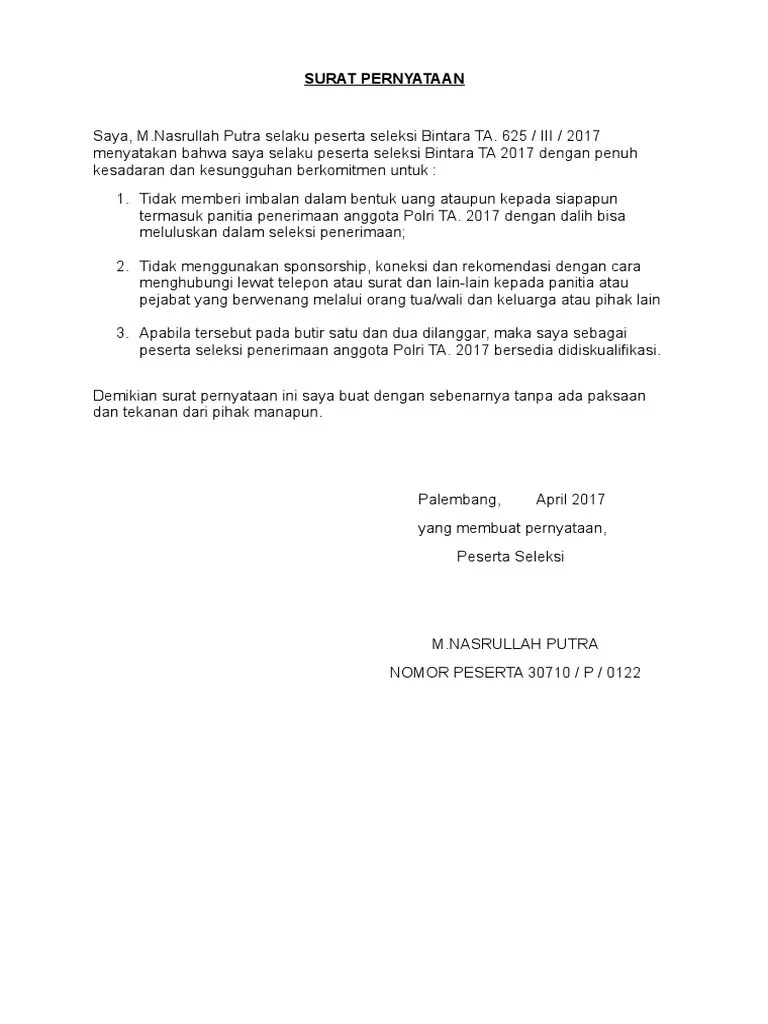 Surat Pernyataan Polri | PDF