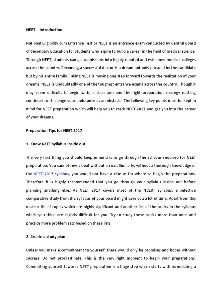 Neet Exam | PDF | Test (Assessment) | Swot Analysis