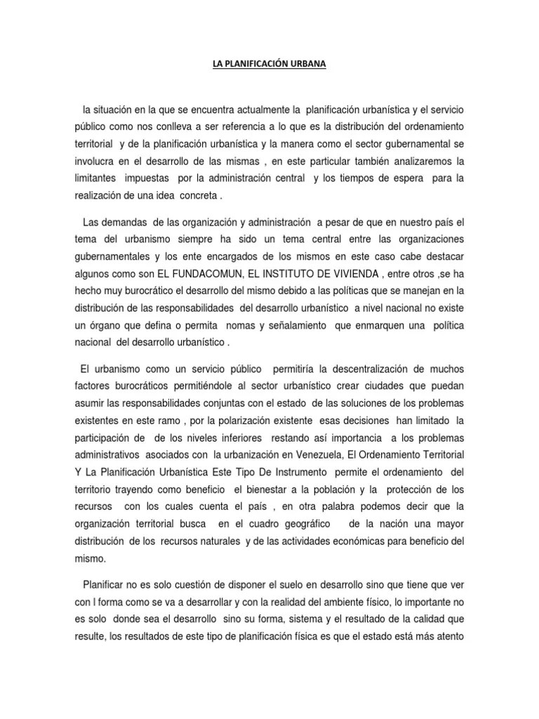 La Planificacion Urbana Genesis | PDF | Urbanismo | Planificación Urbana