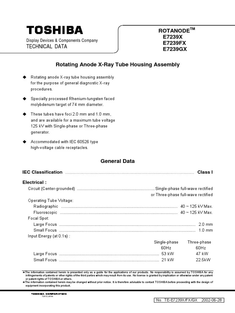Toshiba - E7239X Datasheet | PDF | Vacuum Tube | High Voltage
