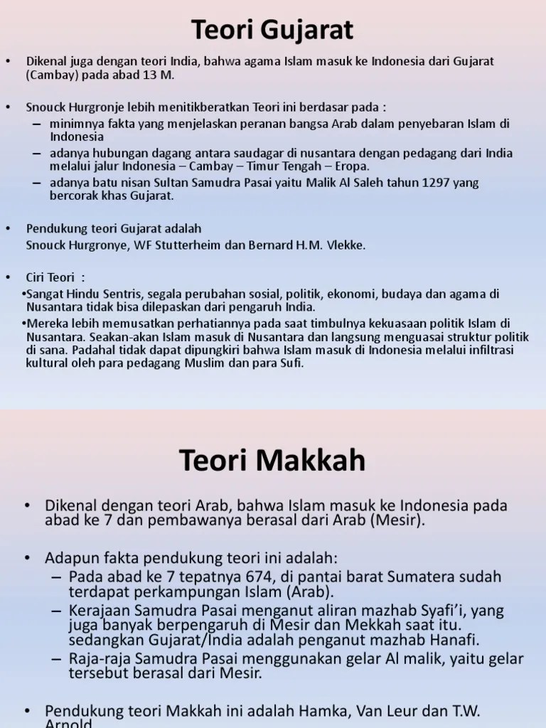 Jelaskan Proses Masuknya Agama Islam Di Indonesia Menurut Teori Gujarat