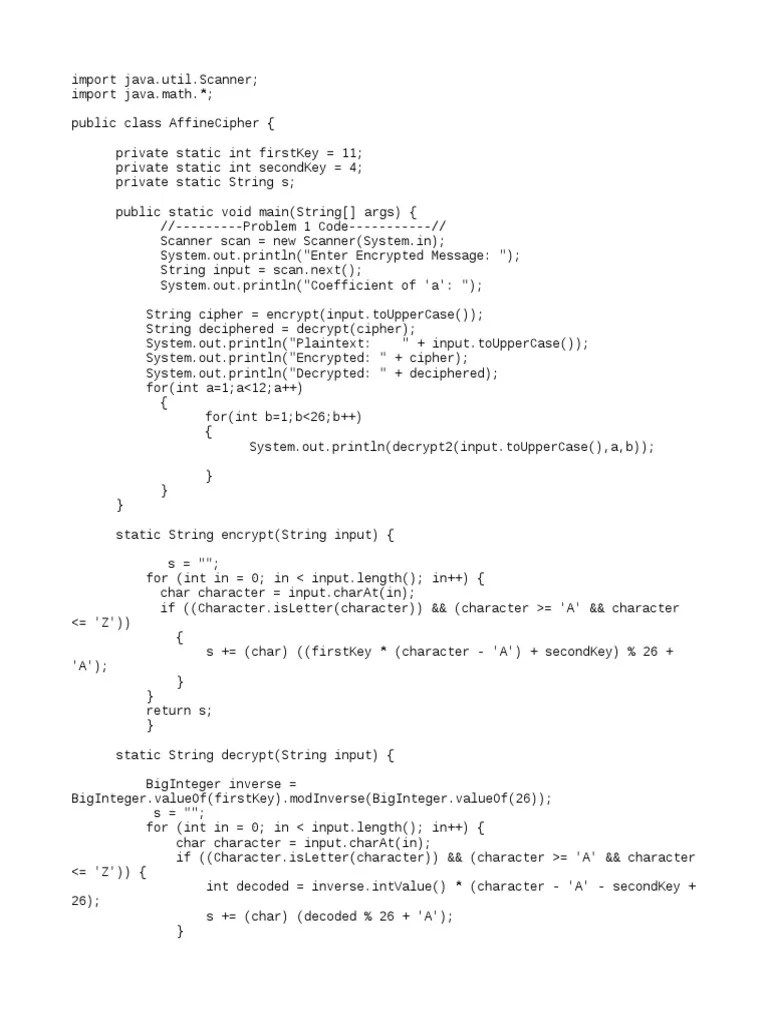 Affine Cipher | PDF | Cipher | Cryptography