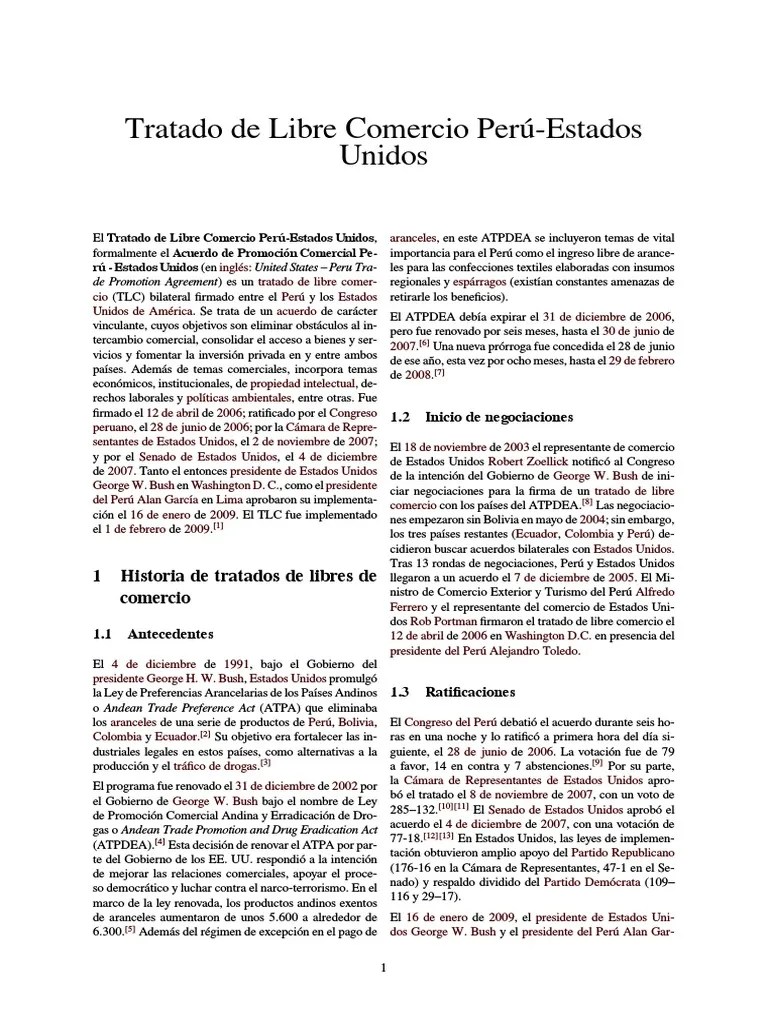 Tratado De Libre Comercio Perú-Estados Unidos | PDF | Comercio | El ...