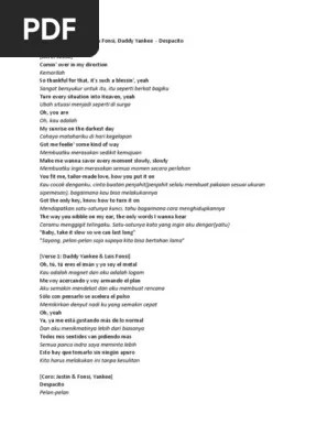 Tberikut ini arti liriknya dalam bahasa indonesia sebagaimana dilansir tribunnews dari bestoflyric. Lirik Lagu Despacito Justin Bieber Pdf