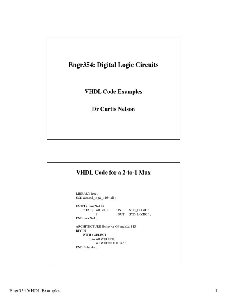 Engr354: Digital Logic Circuits: VHDL Code Examples | PDF | Vhdl ...