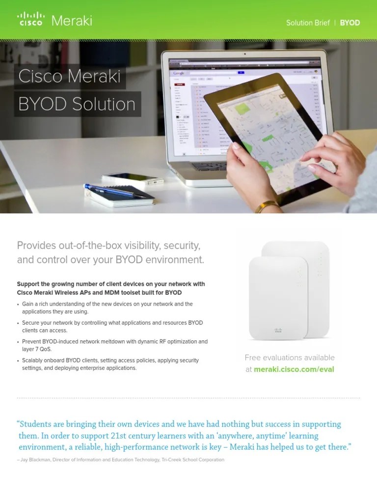 Cisco Meraki BYOD Solution: Provides Out-Of-The-Box Visibility ...