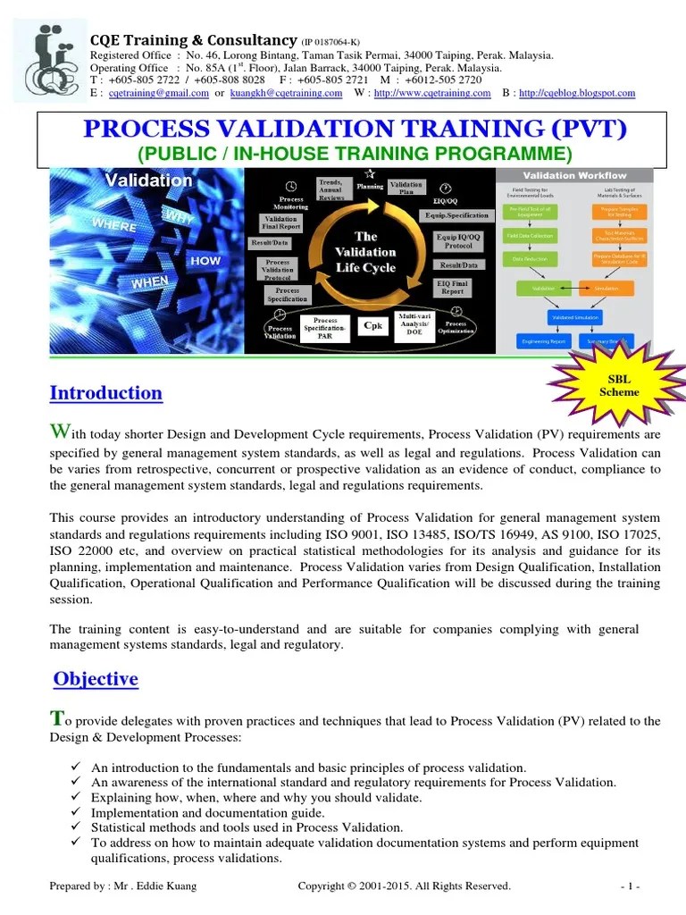 35.process Validation TRG | PDF | Verification And Validation | Systems ...