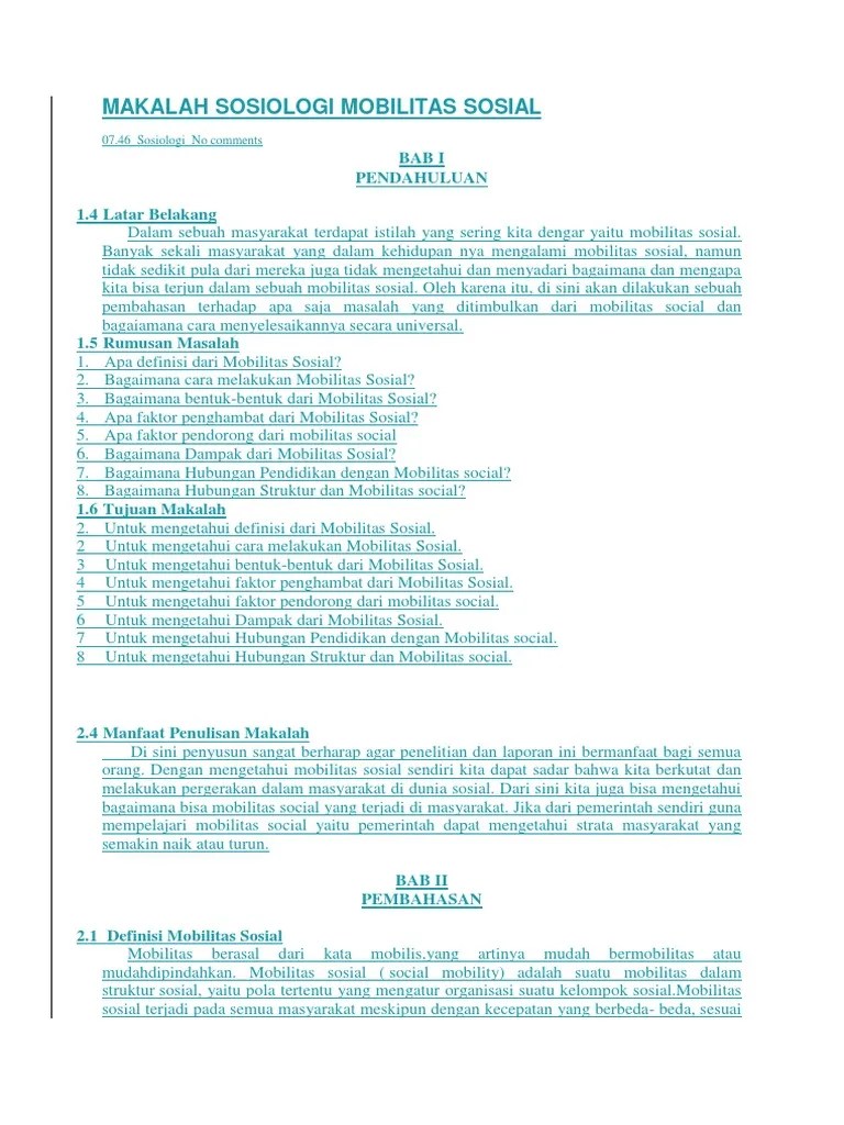 Makalah Sosiologi Mobilitas Sosial 2