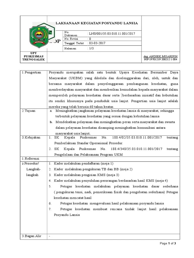 Sop Pelaksanaan Posyandu Lansia | PDF