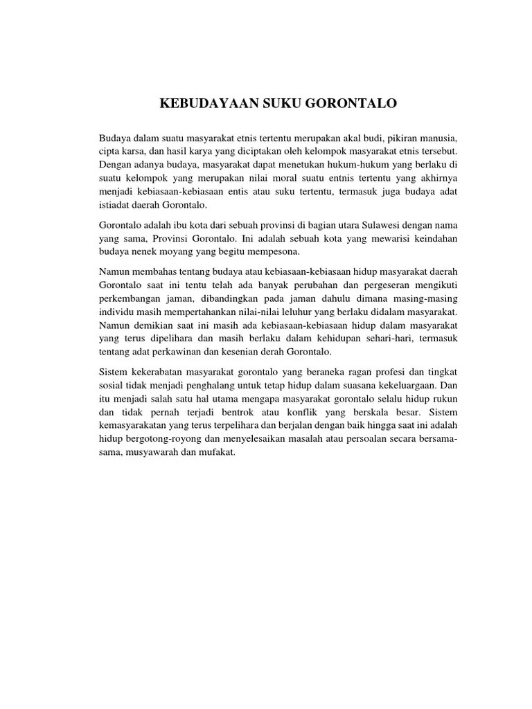 Kebudayaan Suku Gorontalo